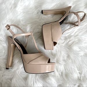 High Heel nude peep toe strappy platform size 9